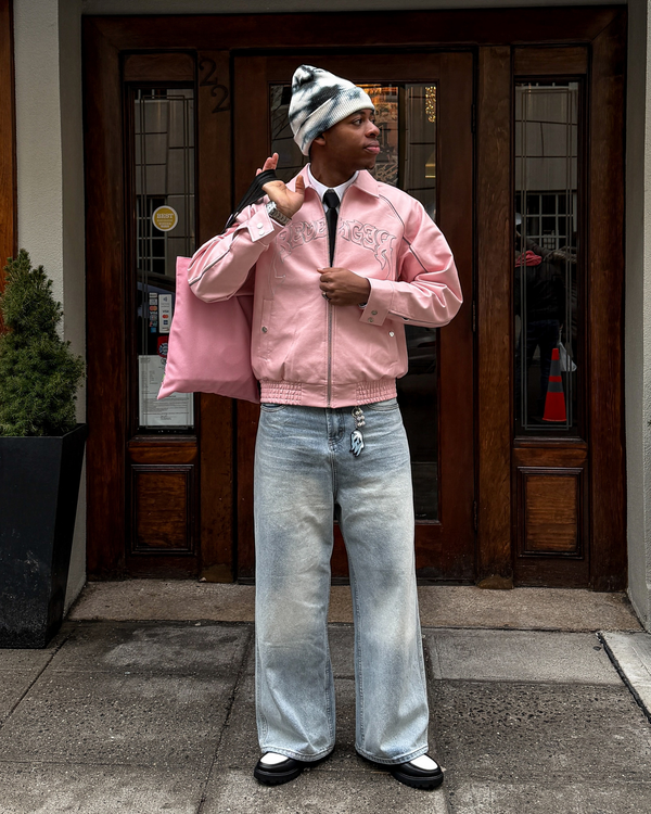 TENUE VESTE CUIR + JEAN BAGGY