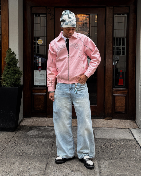 TENUE VESTE CUIR + JEAN BAGGY