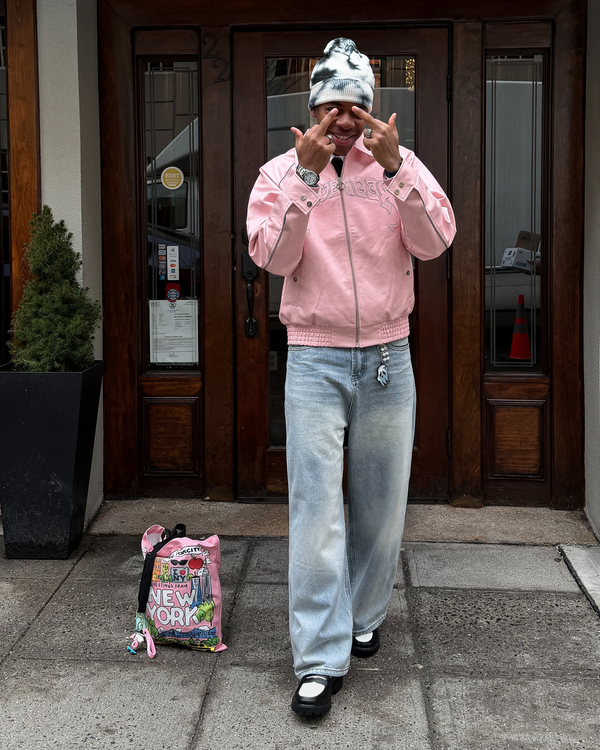 TENUE VESTE CUIR + JEAN BAGGY