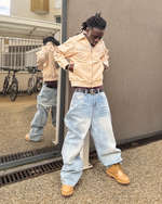 TENUE VESTE CUIR + JEAN BAGGY thumbnail