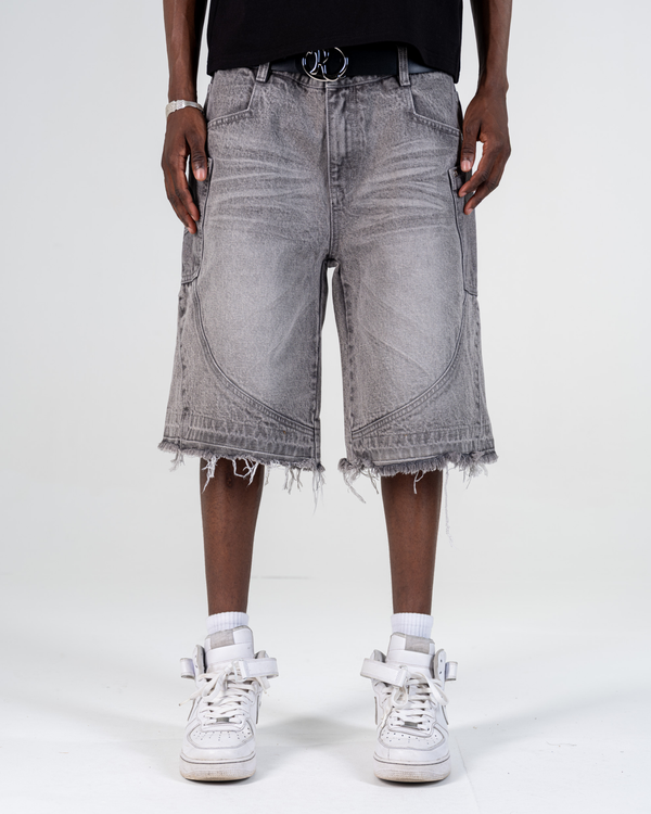 RIPPED BAGGY JORTS [GRIS]