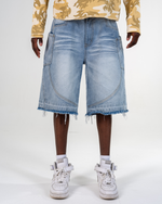 RIPPED BAGGY JORTS [BLEU] thumbnail