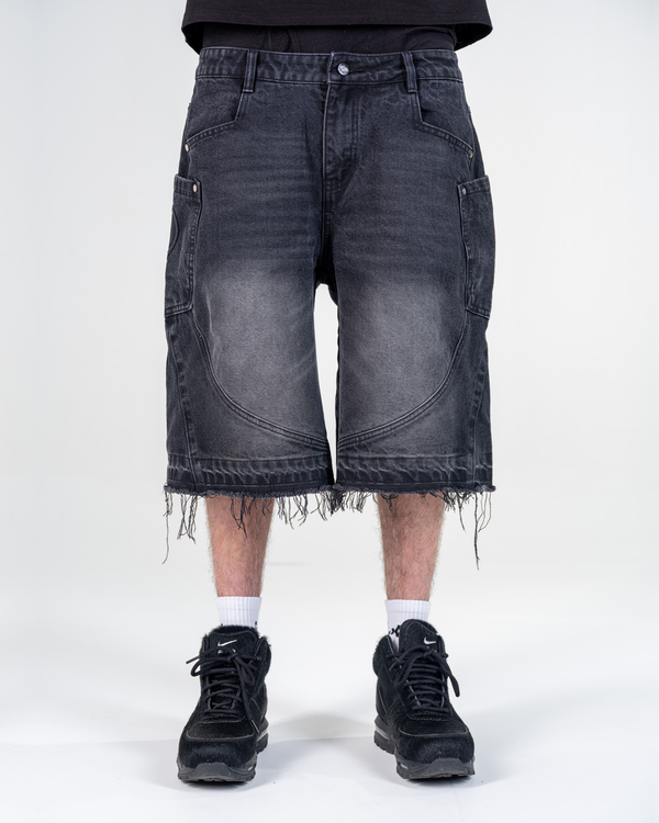 RIPPED BAGGY JORTS [NOIR]