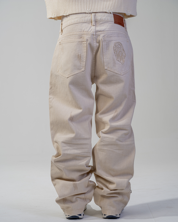 JEAN FLARE FIT ZIPPÉ [BEIGE]