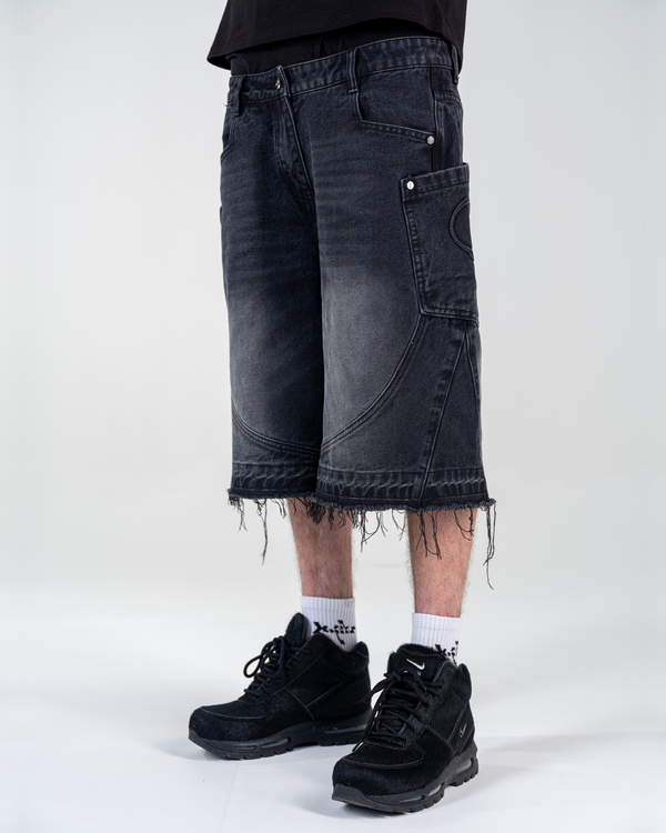 RIPPED BAGGY JORTS [NOIR]