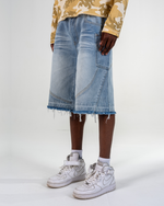 RIPPED BAGGY JORTS [BLEU] thumbnail