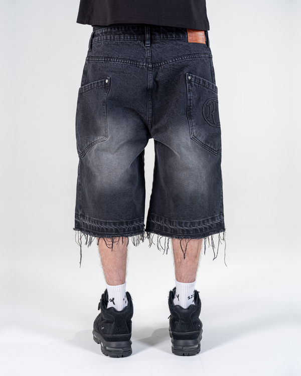 RIPPED BAGGY JORTS [NOIR]