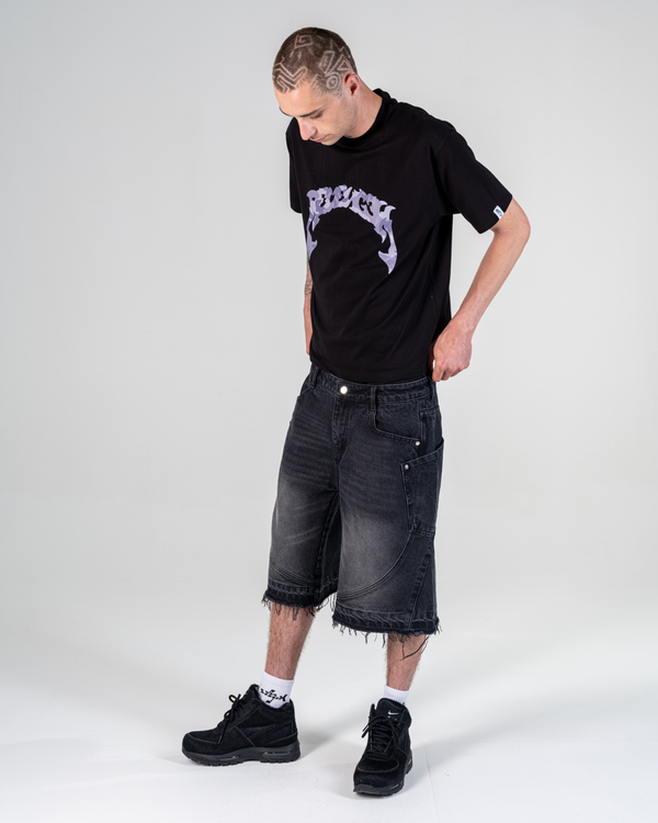 RIPPED BAGGY JORTS [NOIR]