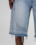 RIPPED BAGGY JORTS [BLEU] thumbnail