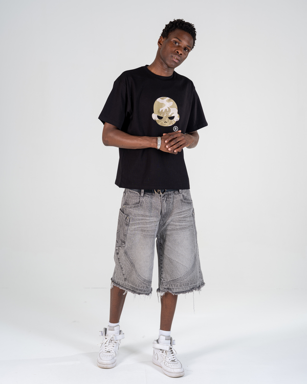 RIPPED BAGGY JORTS [GRIS]