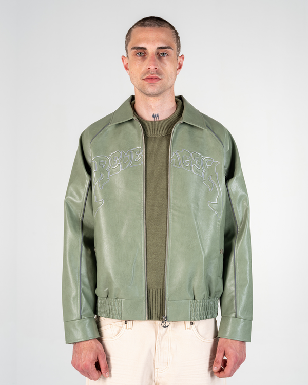 VESTE EN SIMILICUIR [OLIVE]