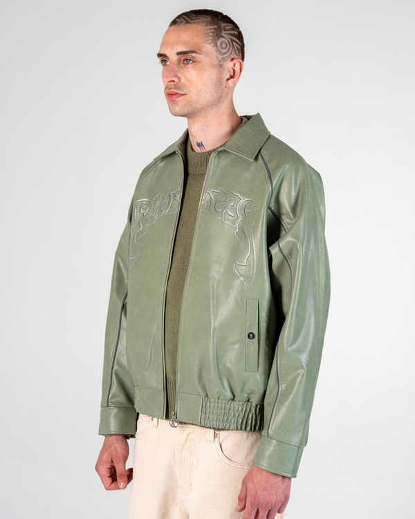 VESTE EN SIMILICUIR [OLIVE]