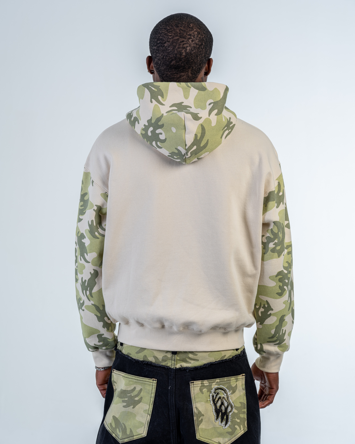 SWEAT ZIPPÉ CAMO PATCHWORK [BEIGE]