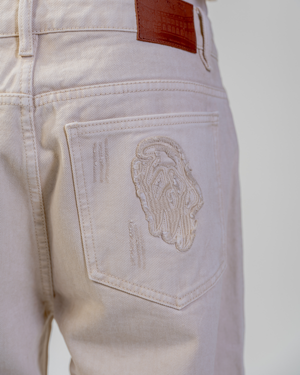 JEAN FLARE FIT ZIPPÉ [BEIGE]