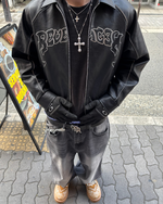 TENUE VESTE CUIR + JEAN BAGGY thumbnail