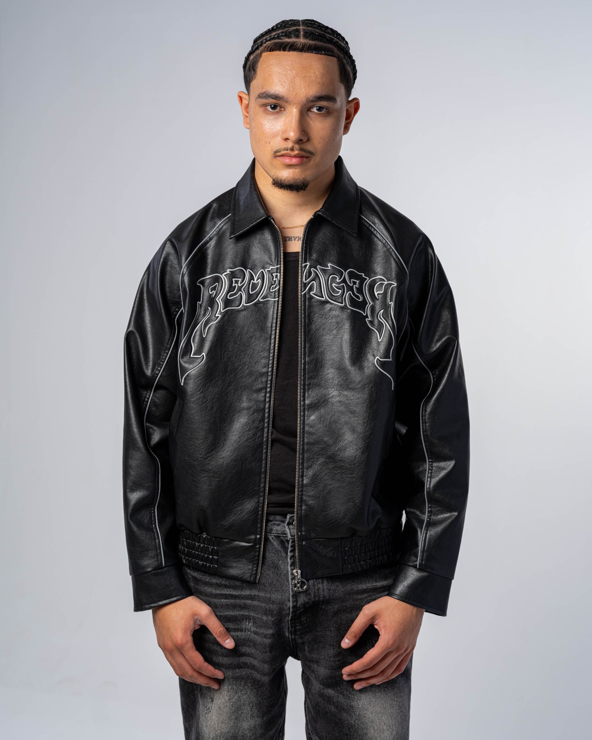 VESTE EN CUIR [NOIR]