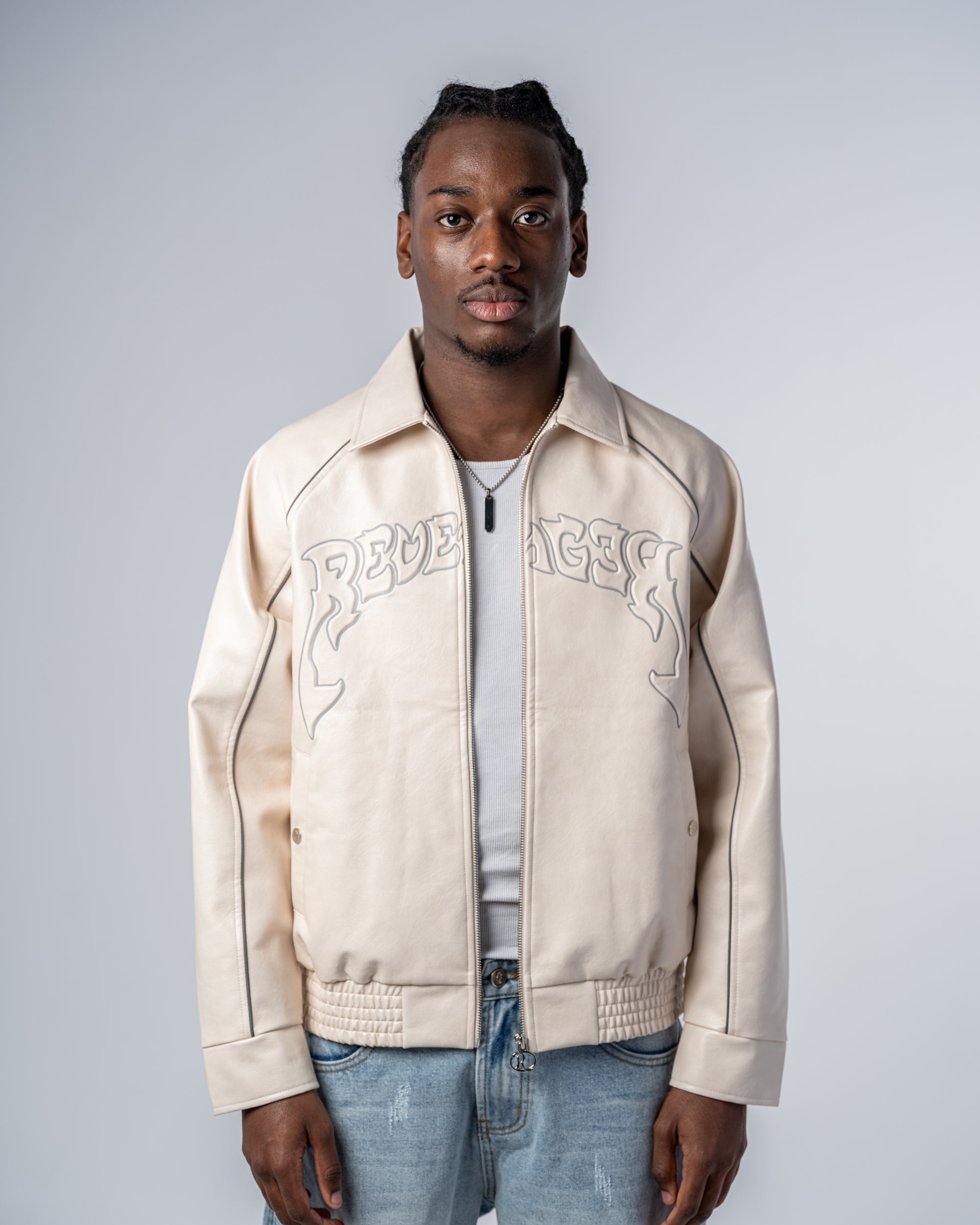 VESTE EN CUIR [BEIGE]