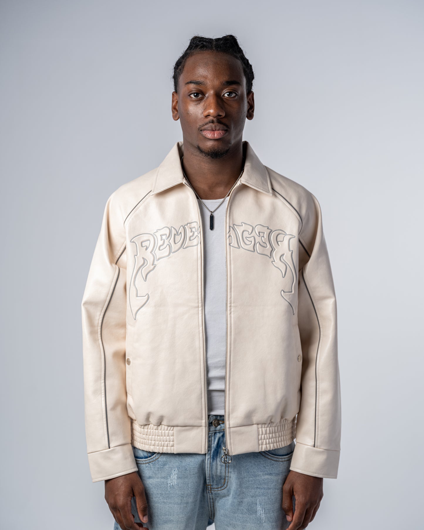 VESTE EN CUIR [BEIGE]