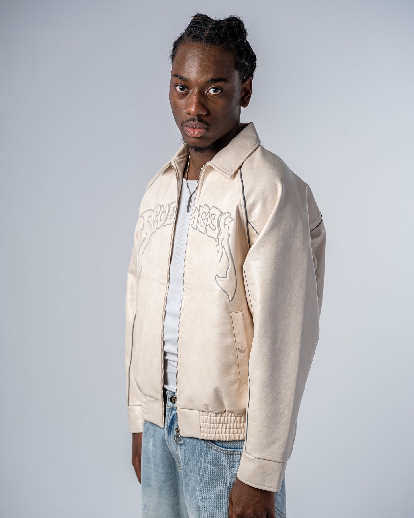 VESTE EN CUIR [BEIGE]