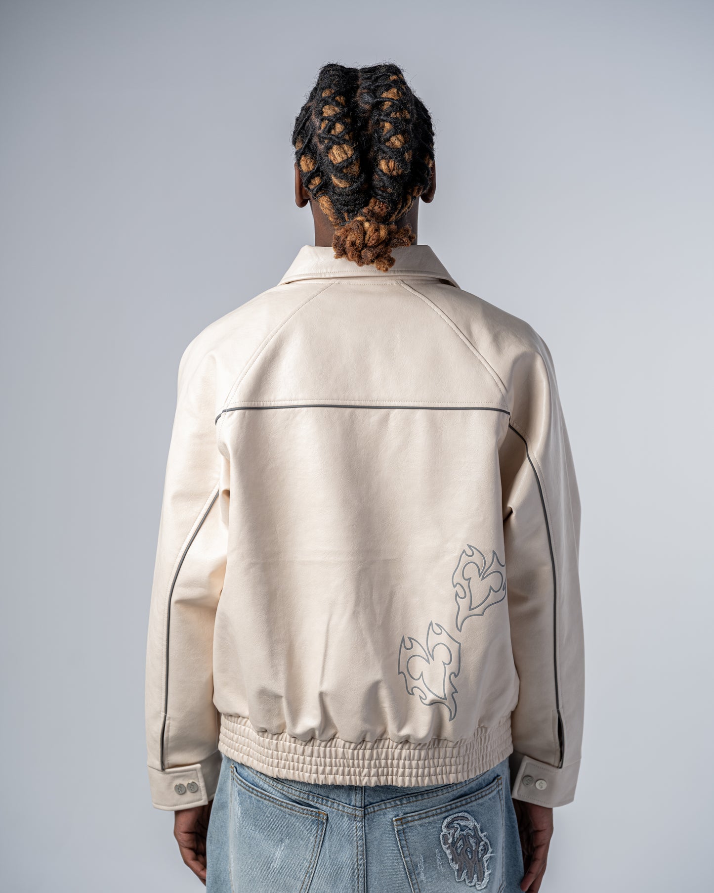 VESTE EN CUIR [BEIGE]
