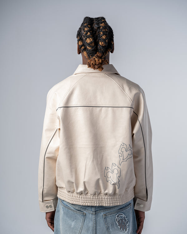 VESTE EN SIMILICUIR [BEIGE]