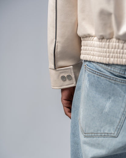 VESTE EN CUIR [BEIGE]