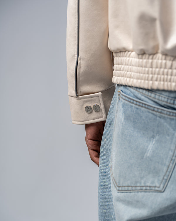 VESTE EN SIMILICUIR [BEIGE]