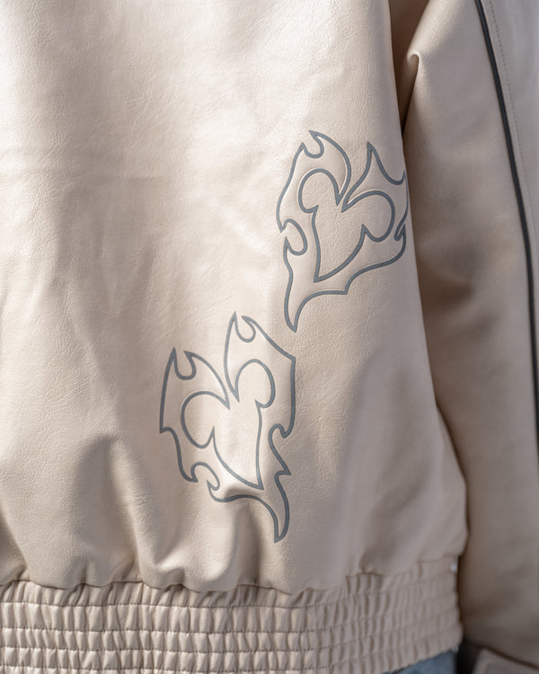 VESTE EN SIMILICUIR [BEIGE]
