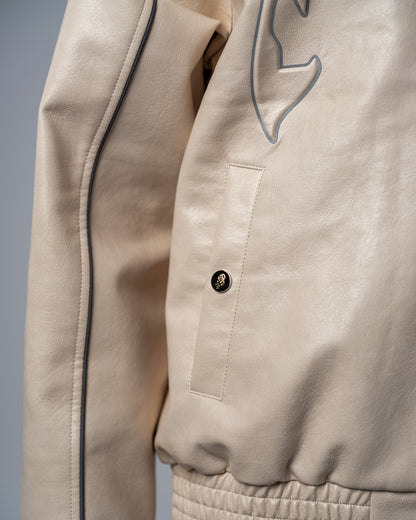 VESTE EN CUIR [BEIGE]