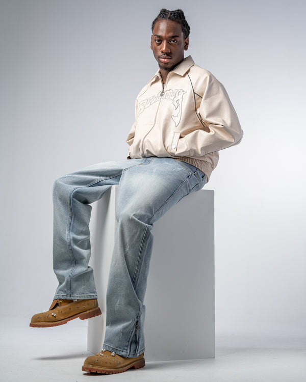 VESTE EN SIMILICUIR [BEIGE]