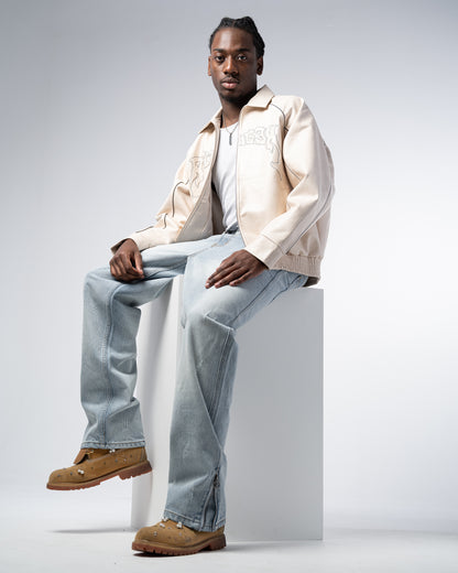 JEAN FLARE FIT ZIPPÉ [BLEU]