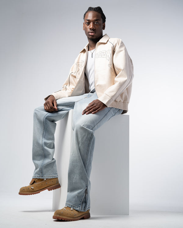 JEAN FLARE FIT ZIPPÉ [BLEU]