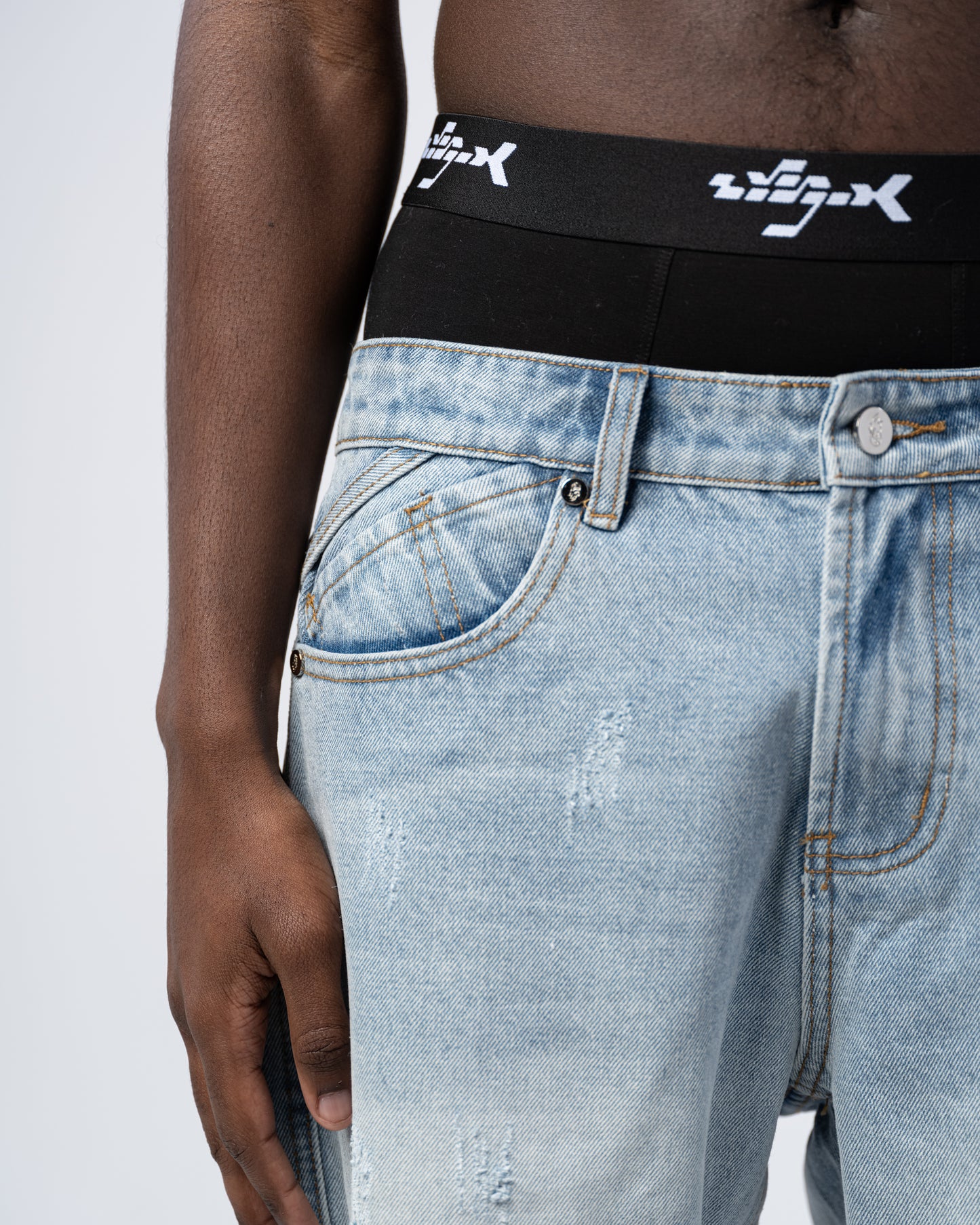 JEAN FLARE FIT ZIPPÉ [BLEU]