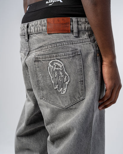 JEAN FLARE FIT ZIPPÉ [GRIS]
