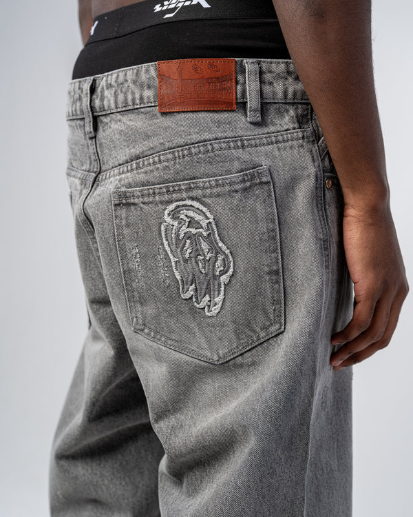 JEAN FLARE FIT ZIPPÉ [GRIS]