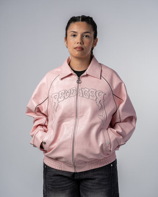 VESTE EN CUIR [ROSE]