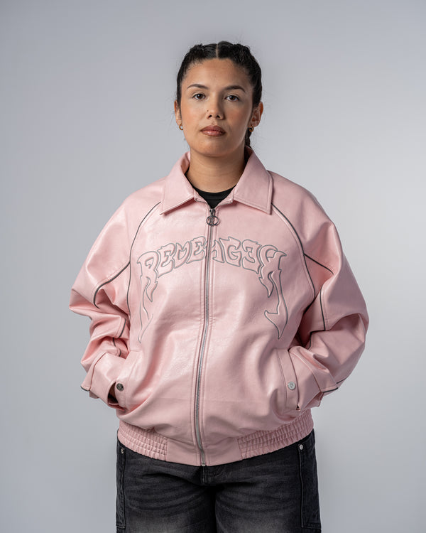 VESTE EN SIMILICUIR [ROSE]