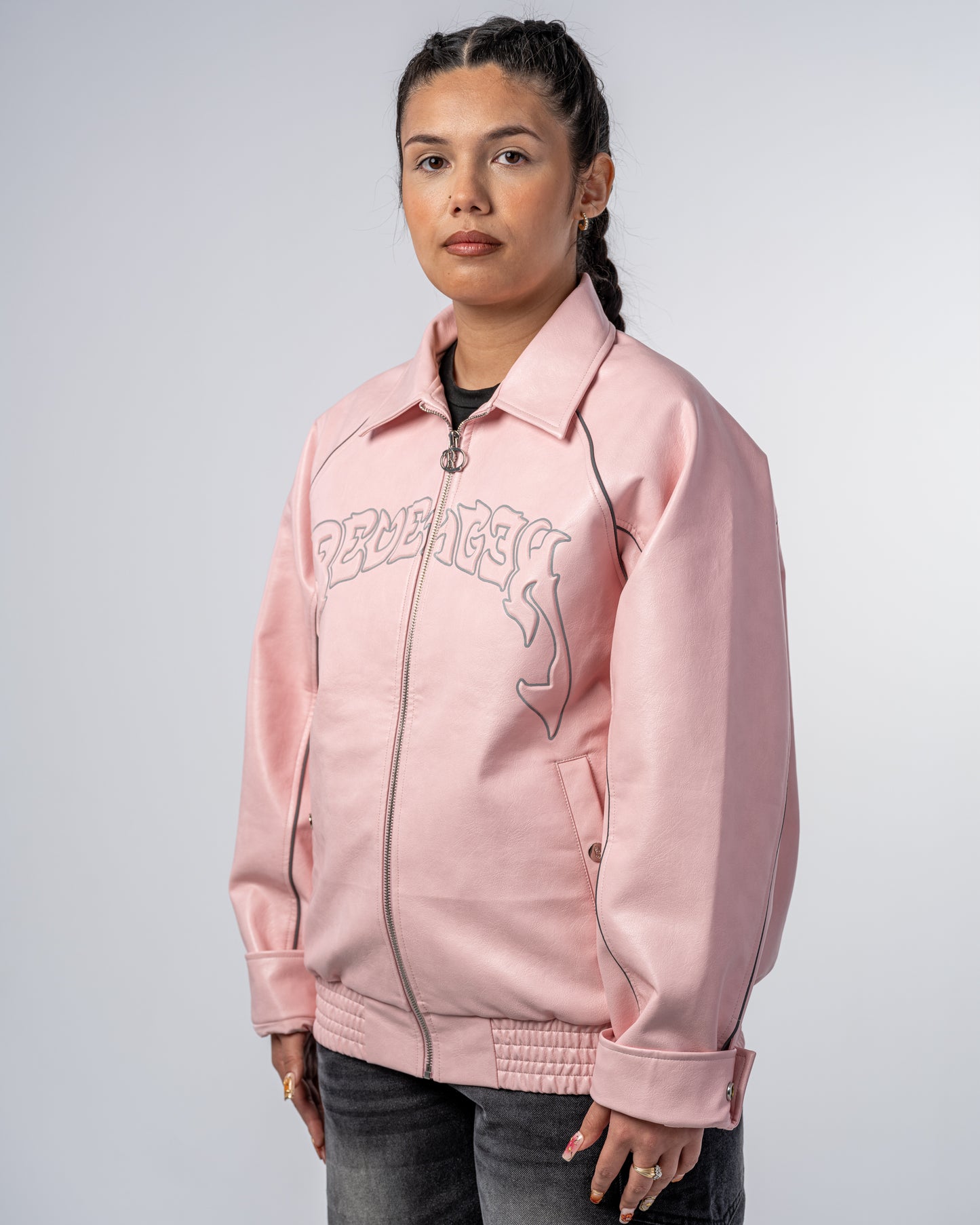 VESTE EN CUIR [ROSE]