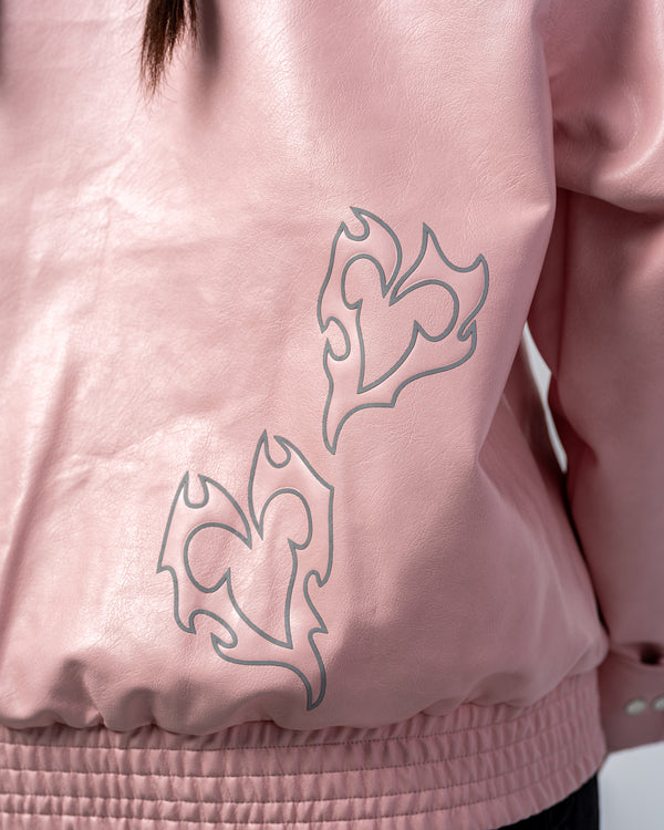 VESTE EN SIMILICUIR [ROSE]