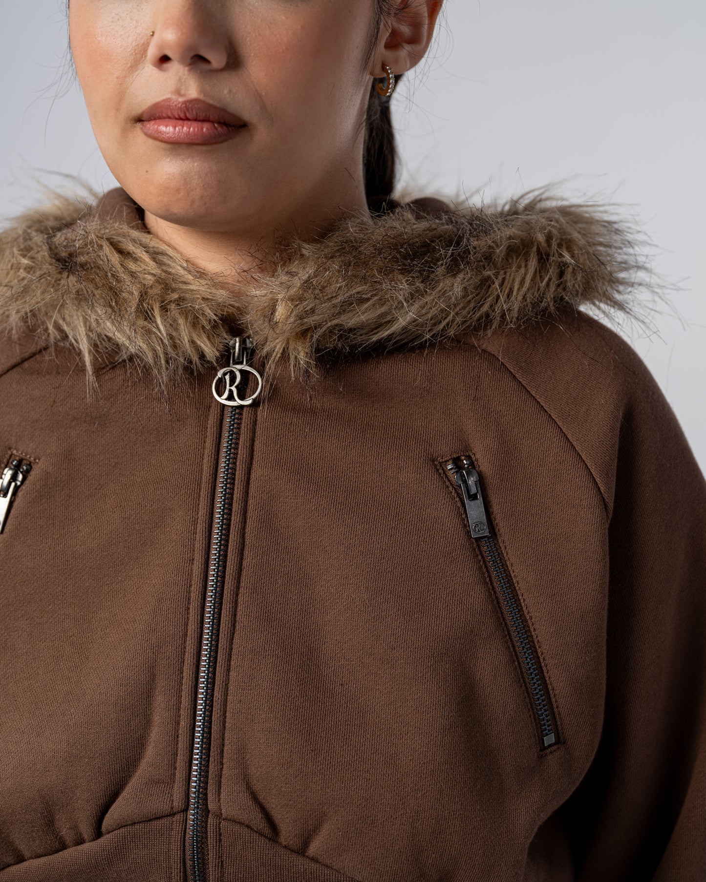 VESTE CROP FOURRURE [MOCHA]