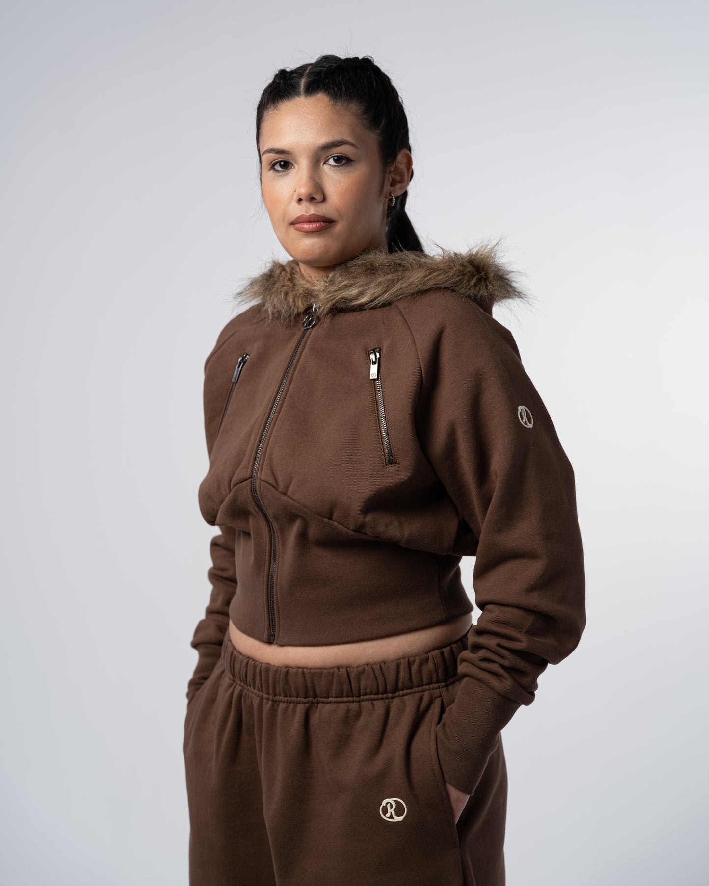 VESTE CROP FOURRURE [MOCHA]