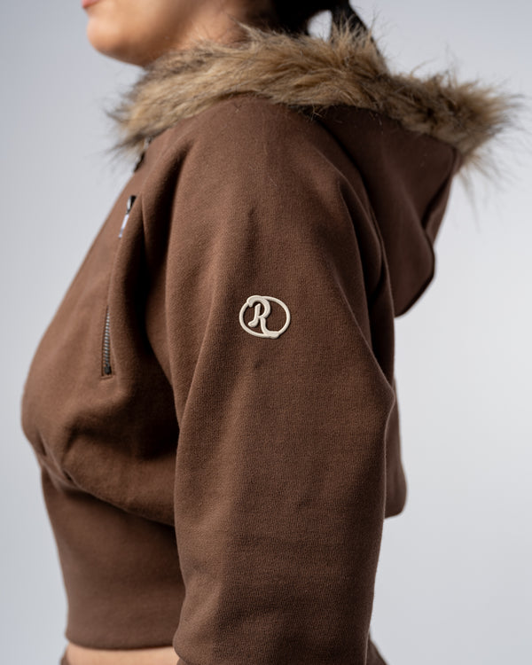 VESTE CROP FOURRURE [MOCHA]